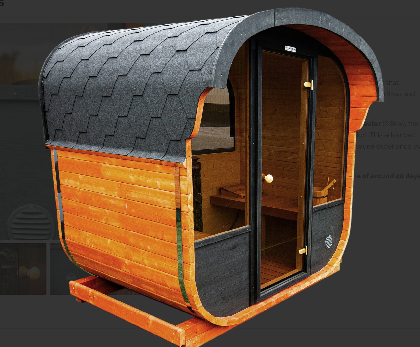 2 - 4 Person Cube Sauna 2024 | 1.6m & 2m | 6.8kW Harvia Heater - Heatinova