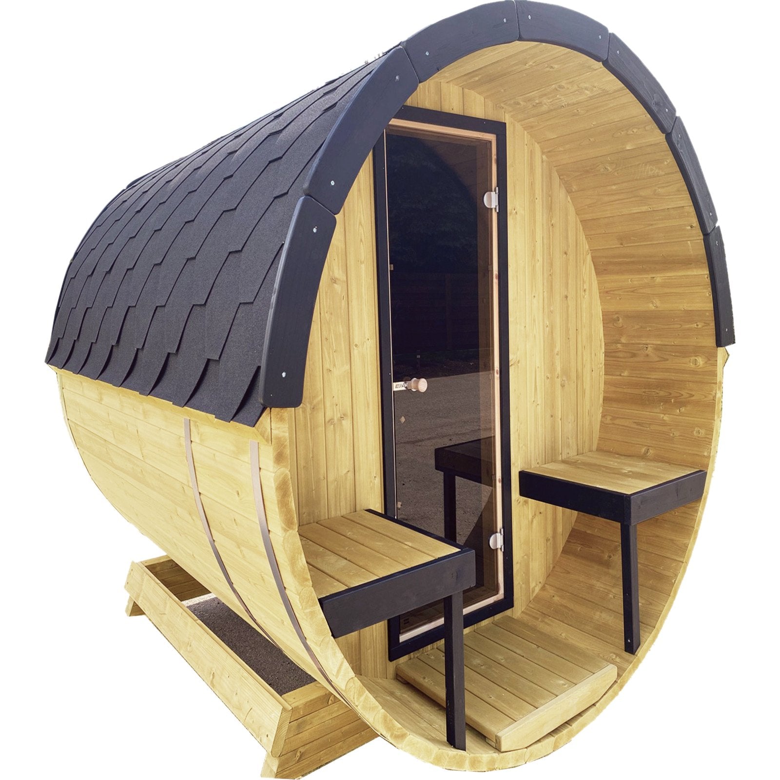 "4m Barrel Sauna: Spacious Rustic Retreat for Ultimate Relaxation" - Heatinova