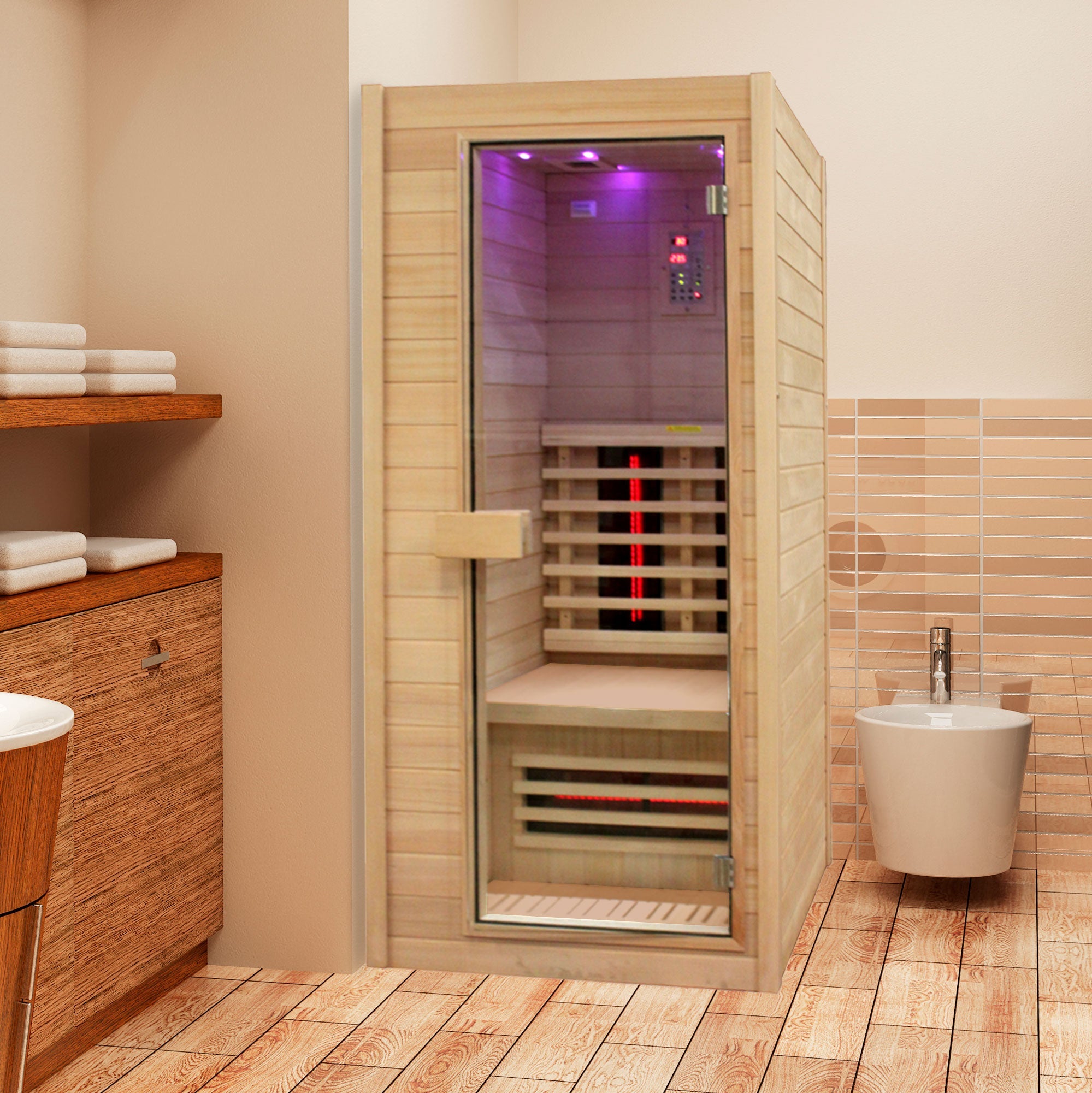 KY001 1 - Person Infrared Sauna - 900mm x 900mm - Personal Wellness Retreat - Heatinova