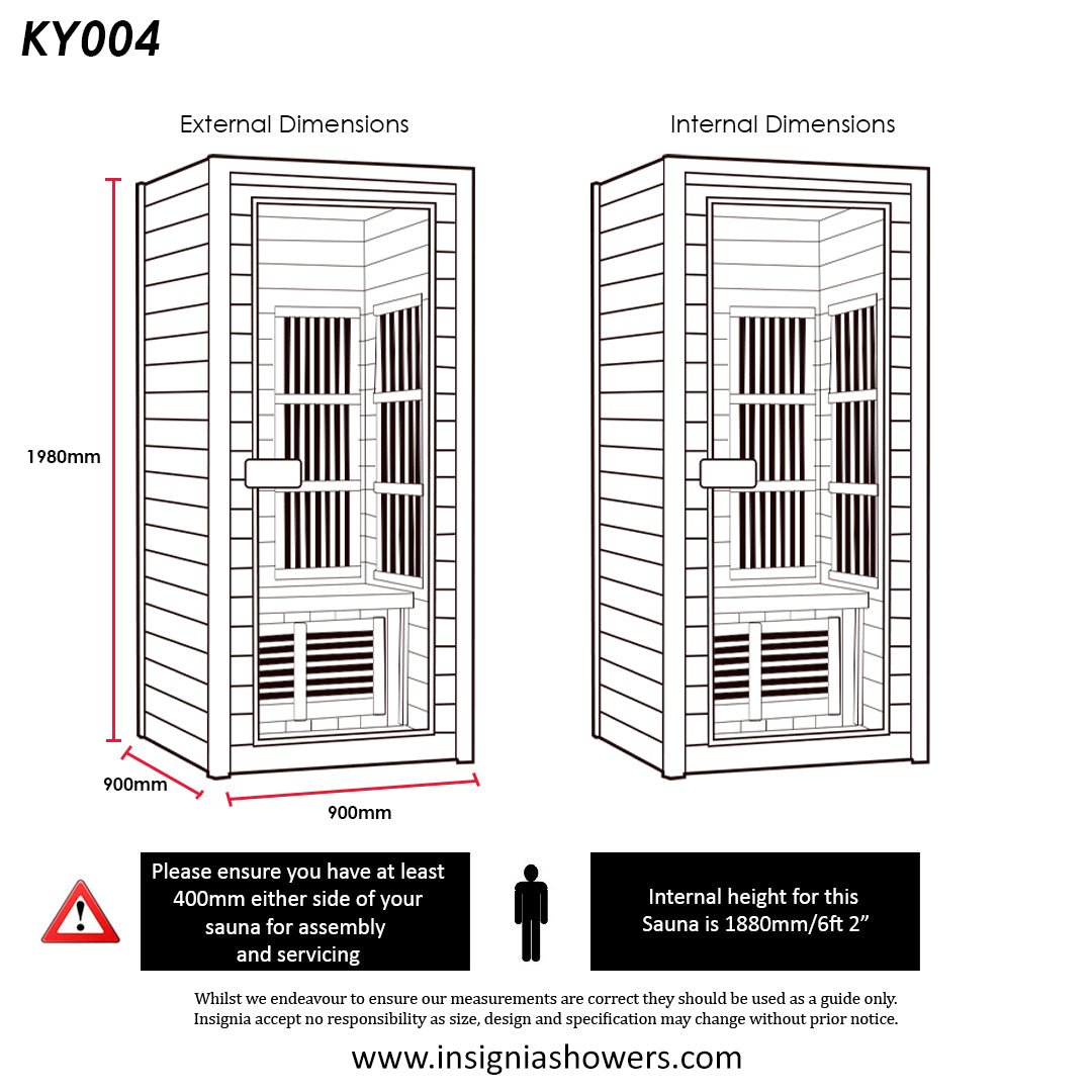 KY004 1 - Person Infrared Sauna - 900mm x 900mm - Compact Luxury Spa - Heatinova