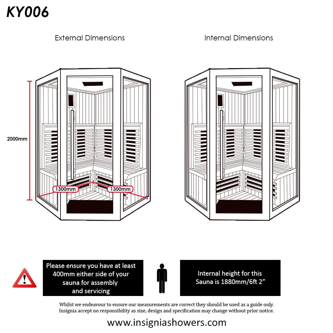 KY006 2 - Person Infrared Sauna - 1300mm x 1300mm - Ultimate Wellness Retreat - Heatinova