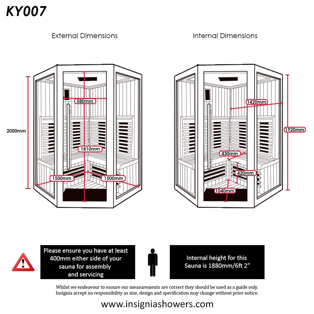 KY007 2 - Person Infrared Sauna - 1500mm x 1500mm - Ultimate Relaxation - Heatinova